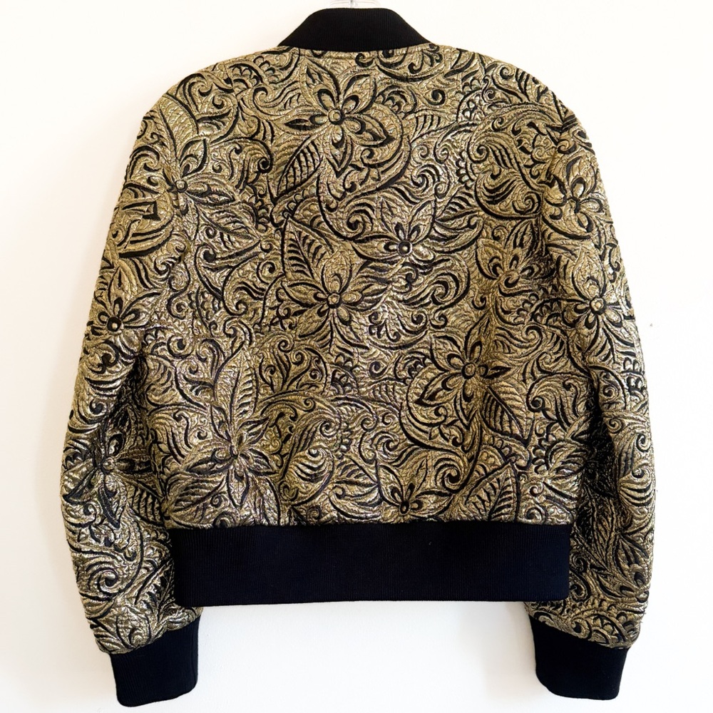 MICHAEL KORS COLLECTION Resort 19 size Small Floral Brocade Bomber Jacket Gold - Picture 7 of 16